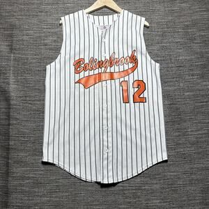 Teamwork Athletic Apparel Jersey Men's L White Striped Bolingbrook 12 VINTAGE